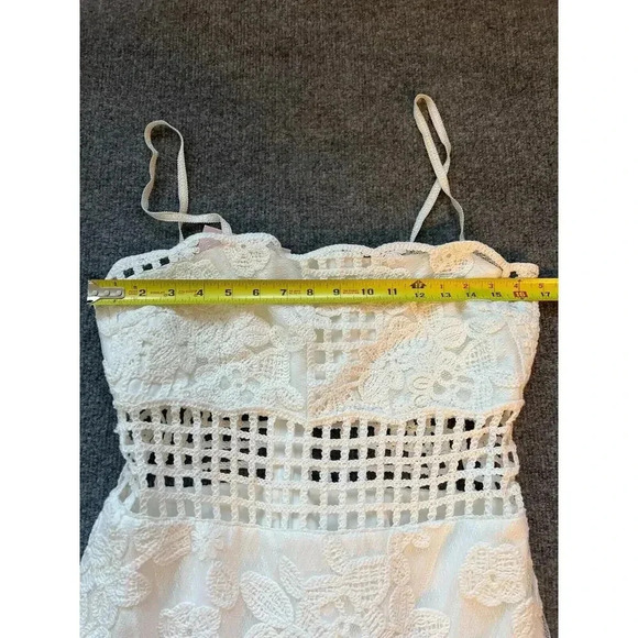 NWT $880 Alexis Legends Macrame White Fit and Flare Maxi Dress Ss L Boho… - Picture 15 of 16